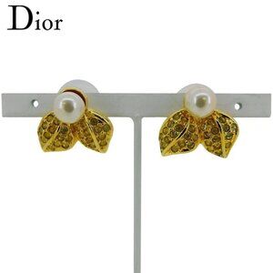 Dior earrings fake pearl ivory gold Authentic Used